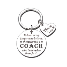 Load image into Gallery viewer, Coach Thank You Gift Keychain for Men Women Appreciation Key Chain Present for Football Basketball Baseball Coach Sports Match Cheer Keyring for Softball Swimming Coach Birthday Christmas Retirement