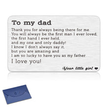 Load image into Gallery viewer, Dad Gifts from Daughter to Father's Day Wallet Inset Card for Father Daddy Stepdad Birthday Thank You Gifts from Girl Kid to Papa Husband Christmas Valentine Mini Love Gifts for Men Godfather Wedding