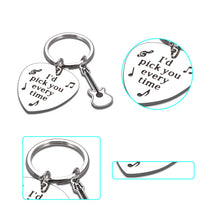 Load image into Gallery viewer, Guitar Pick Gifts Keychain for Husband Boyfriend Valentines Anniversary Music Guitar Lover Key Chain for Son Dad Guitar Accessories Keyring for Friends Birthday Christmas Stocking Stuffers Present
