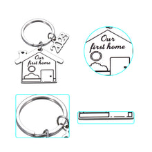 Load image into Gallery viewer, 2023 First Home Keychain Housewarming Gift for Women Men New Homeowner First Home Keyring for Couple Friend Daughter Son New House Key Chain for Family BFF Coworker Real Estate Moving in Gift 2PCS