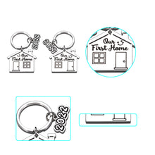 Load image into Gallery viewer, 2022 First Home Keychain Housewarming Gift for Women Men New Homeowner First Home Keyring for Couple Friend Daughter Son New House Key Chain for Family BFF Coworker Real Estate Moving in Gift 2PCS