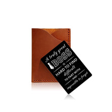 Load image into Gallery viewer, Boss Appreciation Engraved Wallet Card Gifts, Boss Day Birthday Gifts for Supervisor Leader, Thank You Christmas Mini Note for Mentor Boss Lady, Boss Retirement Leaving Stocking Stuffer Present