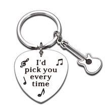 Load image into Gallery viewer, Guitar Pick Gifts Keychain for Husband Boyfriend Valentines Anniversary Music Guitar Lover Key Chain for Son Dad Guitar Accessories Keyring for Friends Birthday Christmas Stocking Stuffers Present