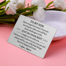Load image into Gallery viewer, Stocking Stuffers for Son Teen Christmas Valentines Day Birthday Ideas Gifts for Son Men Kids Boys Teenagers To My Son Wallet Card Gifts from Mom Step Son in Law First Time Fathers Day Gift