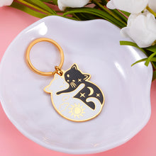 Load image into Gallery viewer, XPENMULBOJA Cat Accessories Cute Christmas Stocking Stuffers for Women Men Ct Lover, Couple Cats Hugging Circle Enamel Cat Keychain Yin and Yang Life Balance Cute Cat Metal Key Chain Cat Charm