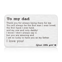 Load image into Gallery viewer, Dad Gifts from Daughter to Father's Day Wallet Inset Card for Father Daddy Stepdad Birthday Thank You Gifts from Girl Kid to Papa Husband Christmas Valentine Mini Love Gifts for Men Godfather Wedding