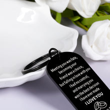 Load image into Gallery viewer, Valentines Keychain for Husband to My Man Birthday Wedding Engagement Gift Anniversary Biyfriend Keychain from Wife Lover Fiance Christmas Present for Hubby Fathers Day Keyring Keepsake for Him