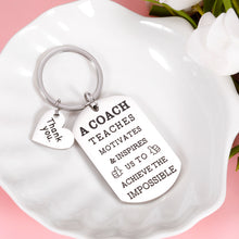 Load image into Gallery viewer, Gift for Coach Thank You Keychain Coach Basketball Football Baseball Coach Gifts for Match Cheer Celebration Going away Retirement Hockey Soccer Coach Teacher for Birthday Graduation Christmas keyring