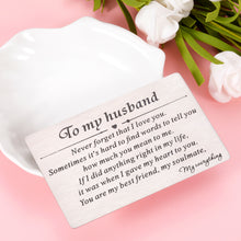 Load image into Gallery viewer, Husband Wallet Insert Card Birthday Christmas Gift for Boyfriend Anniversary Valentines Card for Hubby Wife Wedding Engagement Gift for Groom Bride Fiance Fiancee Mini Love Note Stocking Stuffers