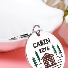 Load image into Gallery viewer, Cabin Keychains Gift for Rustic House New Home Gift for Cabin Lover Cottage County House Keychain for Mom Dad Grandpa Grandma Housewarming Real Estate Gifts for Family Friend Cabin Keyring in Bulks