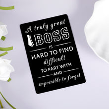 Load image into Gallery viewer, Boss Appreciation Engraved Wallet Card Gifts, Boss Day Birthday Gifts for Supervisor Leader, Thank You Christmas Mini Note for Mentor Boss Lady, Boss Retirement Leaving Stocking Stuffer Present