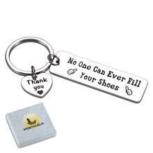 Load image into Gallery viewer, Retirement Gift for Men Women Boss Lady Coworker Going Leaving Keychain for Employee Colleagues Nurse Teacher Retired Office Gifts for Work Friends Staff Leader No One Can Ever Fill Your Shoes