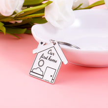 Load image into Gallery viewer, 2023 First Home Keychain Housewarming Gift for Women Men New Homeowner First Home Keyring for Couple Friend Daughter Son New House Key Chain for Family BFF Coworker Real Estate Moving in Gift 2PCS