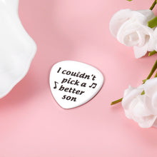 Load image into Gallery viewer, To My Son Gift Guitar Pick from Mom Dad Musician Guitar Lover Gifts for Son Teen Boys Kid Guitar Pick Plectrums For Step Son Adult Birthday Christmas Graduation Gifts for Men Him Bass Electric Guitars