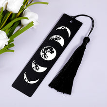 Load image into Gallery viewer, Moon Phases Art Bookmark for Booklovers Phases of The Moon Bookmark with Tassel for Women Men Celestial Space Cosmic for Kids Teens Students Teachers Reading School Library Office Accessories