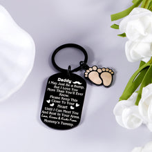 Load image into Gallery viewer, New Dad Keychain Gift for Men Him New Daddy to Be Gifts for Husband Boyfriend from Wife New Mommy Baby Announcement Pregnancy Keepsake for Soon to Be Dad Father Birthday Christmas Valentines Keyring