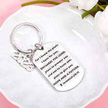 Load image into Gallery viewer, Bible Verse Keychain Jeremiah 29:11 Christmas Religious Faith Gift for Women Men Prayer Christian Keyring Birthday Graduation First Communion Confirmation Gift for Girls Boys 2023 Stocking Stuffers