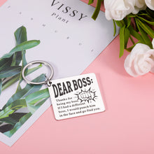 Load image into Gallery viewer, Funny Appreciation Gifts Keychain for Boss Leader Boss Day Thank You Gift for Supervisor Mentor Manager Retirement Leaving Office Key Chain for Women Men Boss Lady Christmas Birthday Goodbye Keyring