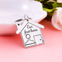 Load image into Gallery viewer, 2023 First Home Keychain Housewarming Gift for Women Men New Homeowner First Home Keyring for Couple Friend Daughter Son New House Key Chain for Family BFF Coworker Real Estate Moving in Gift 2PCS