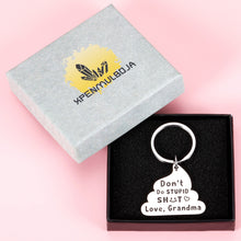 Load image into Gallery viewer, Funny Christmas Gifts for Grandson Granddaughter Keychain from Grandma Birthday Don't Do Stupi Gag Gifts for Teen Boys Girls Graduation Valentine Humor Gifts for Kids Grandchildren Stocking Stuffers
