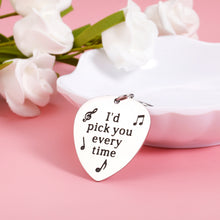 Load image into Gallery viewer, Guitar Pick Gifts Keychain for Husband Boyfriend Valentines Anniversary Music Guitar Lover Key Chain for Son Dad Guitar Accessories Keyring for Friends Birthday Christmas Stocking Stuffers Present