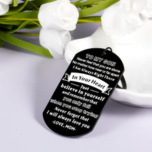 Load image into Gallery viewer, Inspirational to My Son Gifts Keychain for Boys Teens from Mom Mother Christmas Stocking Stuffers for Birthday Graduation Valentine Keyring for Men Kids Step-Son in Law First Time Fathers Day Gift