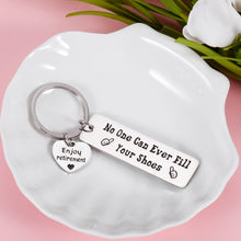 Load image into Gallery viewer, Retirement Gift for Men Women Boss Lady Coworker Going Leaving Keychain for Employee Colleagues Nurse Teacher Retired Office Gifts for Work Friends Staff Leader No One Can Ever Fill Your Shoes