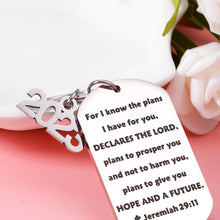 Load image into Gallery viewer, Bible Verse Keychain Jeremiah 29:11 Christmas Religious Faith Gift for Women Men Prayer Christian Keyring Birthday Graduation First Communion Confirmation Gift for Girls Boys 2023 Stocking Stuffers
