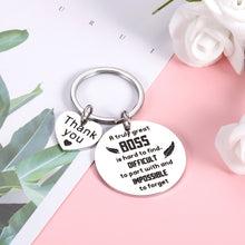 Load image into Gallery viewer, Boss Gifts for Christmas Women Men Thank You Going Away Keychian for Boss Supervisor Leader Leaving Birthday Retirement Appreciation Key Ring for Mentor Coworker Boss Lady Office Farewell Goodbye Gift