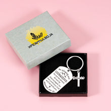 Load image into Gallery viewer, Christian Keychian Gift for Women Men Bible Verse Keychain Religious Birthday Graduation First Communion Confirmation Gift for Girls Boys Godchild Church Bulk Be Strong and Courageous Pendant Cross