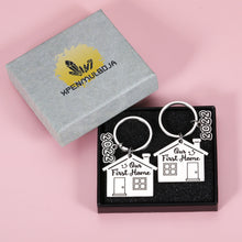 Load image into Gallery viewer, 2022 First Home Keychain Housewarming Gift for Women Men New Homeowner First Home Keyring for Couple Friend Daughter Son New House Key Chain for Family BFF Coworker Real Estate Moving in Gift 2PCS
