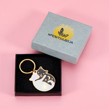 Load image into Gallery viewer, XPENMULBOJA Cat Accessories Cute Christmas Stocking Stuffers for Women Men Ct Lover, Couple Cats Hugging Circle Enamel Cat Keychain Yin and Yang Life Balance Cute Cat Metal Key Chain Cat Charm
