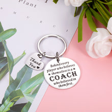 Load image into Gallery viewer, Coach Thank You Gift Keychain for Men Women Appreciation Key Chain Present for Football Basketball Baseball Coach Sports Match Cheer Keyring for Softball Swimming Coach Birthday Christmas Retirement