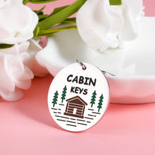 Load image into Gallery viewer, Cabin Keychains Gift for Rustic House New Home Gift for Cabin Lover Cottage County House Keychain for Mom Dad Grandpa Grandma Housewarming Real Estate Gifts for Family Friend Cabin Keyring in Bulks