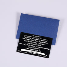 Load image into Gallery viewer, Son Gifts from Mom, To My Son Wallet Insert Card Gift from Mother Stepmom, Inspirational Mini-note for Boys Step Son In Law, Graduation Wedding Birthday Card For Teen Adults Christmas Stocking Stuffer