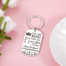 Load image into Gallery viewer, Keychain for Boyfriend To My Man Birthday Wedding Engagement Gift Anniversary Husband Keychain from Wife Fiance Christmas Valentine’s Day Present for Hubby Fathers Day Keyring Keepsake for Him, silver