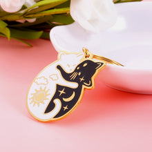 Load image into Gallery viewer, XPENMULBOJA Cat Accessories Cute Christmas Stocking Stuffers for Women Men Ct Lover, Couple Cats Hugging Circle Enamel Cat Keychain Yin and Yang Life Balance Cute Cat Metal Key Chain Cat Charm