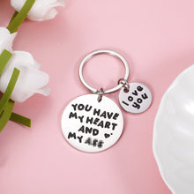 Load image into Gallery viewer, Funny Valentines Day Keychain Gifts for Boyfriend Husband from Girlfriend Wife Wedding Anniversary Birthday Key Chain for Groom Bride Fiance Fiancee You Have My heart Keyring Christmas Engagement Gift