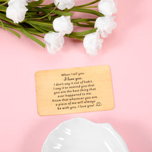 Load image into Gallery viewer, Gift Ideal for Boyfriend Husband Wallet Insert Card, Anniversary Mini Love Note for Him Her, Birthday Valentines Day Present, Metal Engraved Card for Fiance Fiancee, Christmas Stocking Stuffer