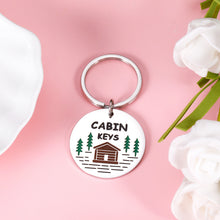 Load image into Gallery viewer, Cabin Keychains Gift for Rustic House New Home Gift for Cabin Lover Cottage County House Keychain for Mom Dad Grandpa Grandma Housewarming Real Estate Gifts for Family Friend Cabin Keyring in Bulks