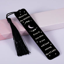 Load image into Gallery viewer, Inspirational Bookmark for Women Men Moon and Stars Gifts Bookmark for Booklovers Encouragement Birthday Christmas Gift Book Mark for Students Friends Son Daughter Grad Party Bulk Shoot for The Moon