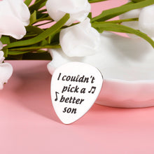 Load image into Gallery viewer, To My Son Gift Guitar Pick from Mom Dad Musician Guitar Lover Gifts for Son Teen Boys Kid Guitar Pick Plectrums For Step Son Adult Birthday Christmas Graduation Gifts for Men Him Bass Electric Guitars