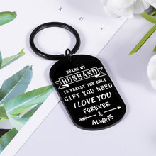 Load image into Gallery viewer, Husband Birthday Keychain Gifts for Boyfriend Hubby from Wife Girlfriend Fiance Couple Gift for Men Him Fiancee Groom Bride Wedding Anniversary Christmas Valentine Funny I Love You Keyring from Wifey