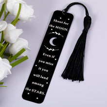 Load image into Gallery viewer, Inspirational Bookmark for Women Men Moon and Stars Gifts Bookmark for Booklovers Encouragement Birthday Christmas Gift Book Mark for Students Friends Son Daughter Grad Party Bulk Shoot for The Moon