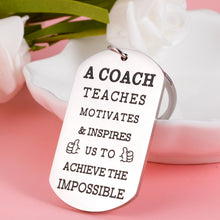 Load image into Gallery viewer, Gift for Coach Thank You Keychain Coach Basketball Football Baseball Coach Gifts for Match Cheer Celebration Going away Retirement Hockey Soccer Coach Teacher for Birthday Graduation Christmas keyring