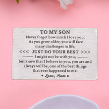 Load image into Gallery viewer, Stocking Stuffers for Son Teen Christmas Valentines Day Birthday Ideas Gifts for Son Men Kids Boys Teenagers To My Son Wallet Card Gifts from Mom Step Son in Law First Time Fathers Day Gift