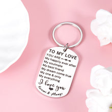 Load image into Gallery viewer, Valentines Birthday Gifts for Her Him to My Love Keychain for Husband Wife Boyfriend Girlfriend Anniversary Wedding Gifts for Fiance Fiancee Groom Bride Christmas Thanksgiving Present for Women Men