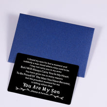 Load image into Gallery viewer, Inspirational to My Son Gifts Wallet Card for Boys Teens from Mom Mother Christmas Stocking Stuffers for Birthday Graduation Valentine Gifts for Men Kids Step-Son in Law First Time Fathers Day Gifts
