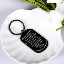 Load image into Gallery viewer, Valentines Keychain for Husband to My Man Birthday Wedding Engagement Gift Anniversary Biyfriend Keychain from Wife Lover Fiance Christmas Present for Hubby Fathers Day Keyring Keepsake for Him