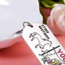 Load image into Gallery viewer, Funny Gifts Keychain for Brothers from Sisters Siblings Birthday Christmas Graduation Gift Key Chain for Best Friend Bro Boys Friendship Fraternity Thank You Keyring Stocking Stuffers for Men BFF